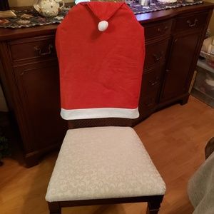 Set of 8 Christmas Santa Hat Dining Room Chair Covers